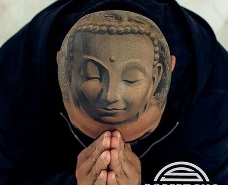 新传统头顶佛纹身图案