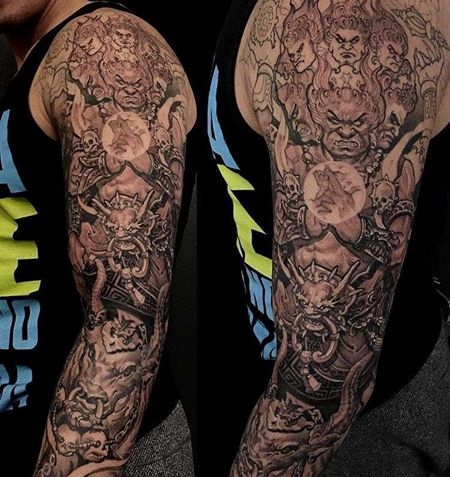 新传统胳膊不动明王纹身图案