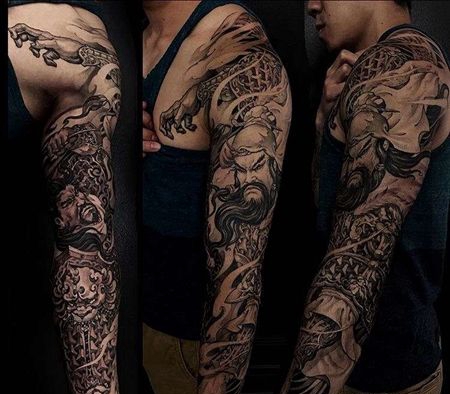 新传统胳膊关羽纹身图案