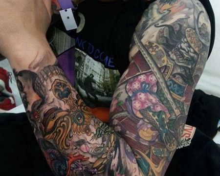 新传统胳膊鬼武士嘎巴拉纹身图案