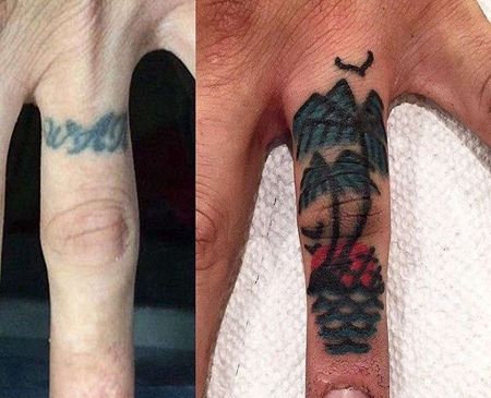 Old School手指椰子树纹身图案