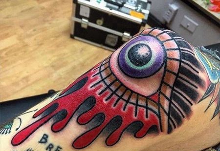 Old School膝盖眼睛纹身图案