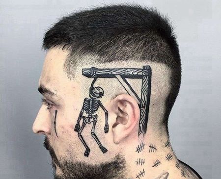 Old School头部骷髅纹身图案