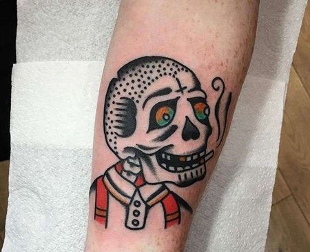 Old School骷髅女人纹身图案