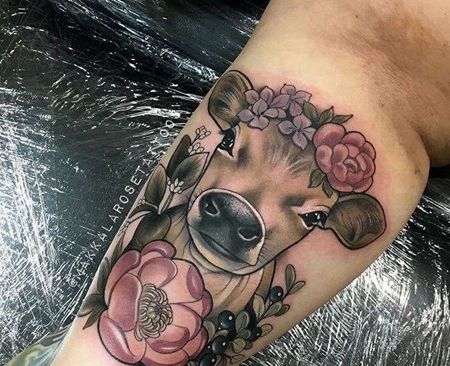 Old School大臂牛纹身图案