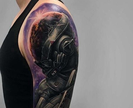 写实大臂机器人纹身图案