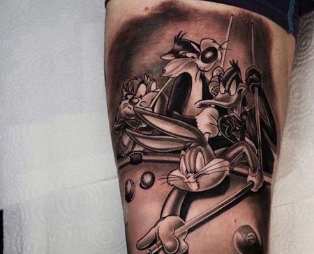 写实小腿兔八哥纹身图案