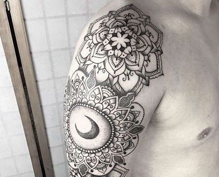 几何点刺大臂繁花纹身图案缩略频道推荐图