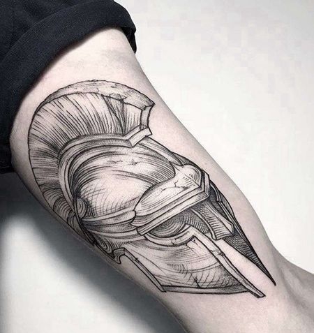 线条大腿头盔纹身图案