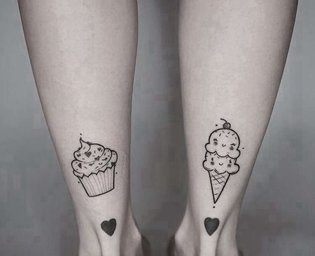 小清新小腿冰淇淋纹身图案