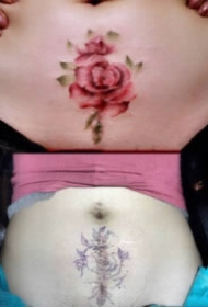 遮盖剖腹产疤痕的几款纹身图案作品