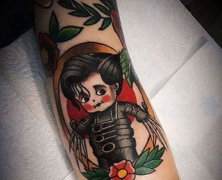 Old School胳膊剪刀手爱德华纹身图案