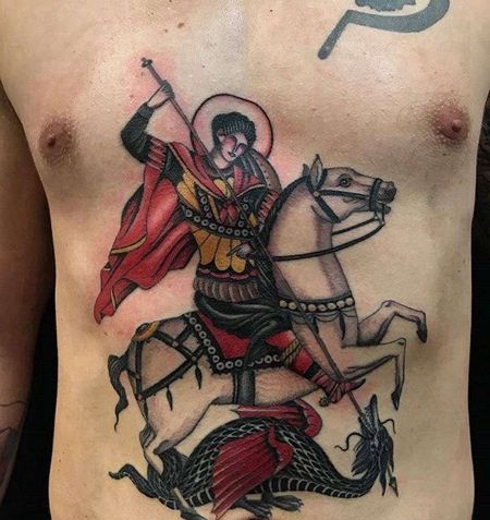 Old School前胸战士纹身图案