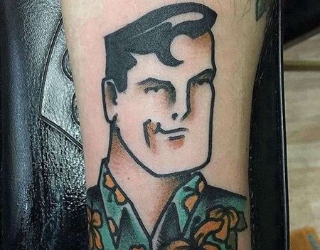 Old School小腿超人纹身图案