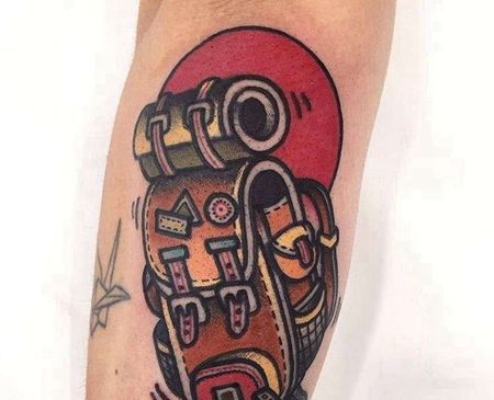 Old School小腿书包纹身图案