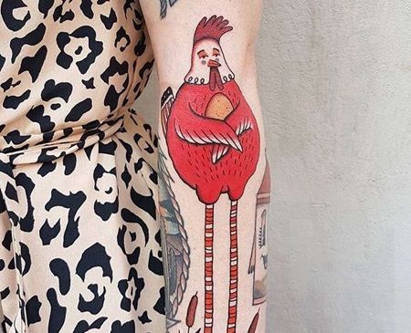 小臂公鸡纹身图案
