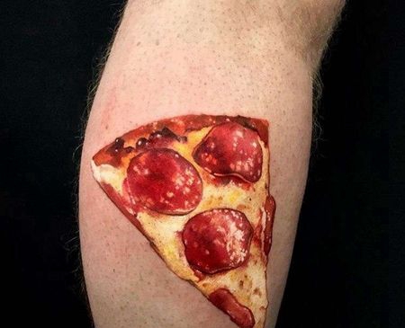 写实小腿披萨纹身图案