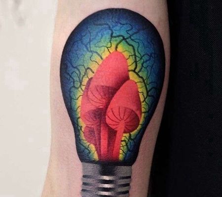 写实小臂灯泡纹身图案