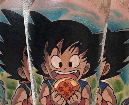 卡通大腿七龙珠孙悟空纹身图案
