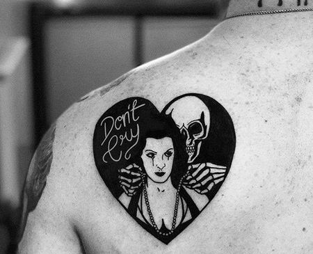 后背女人骷髅纹身图案