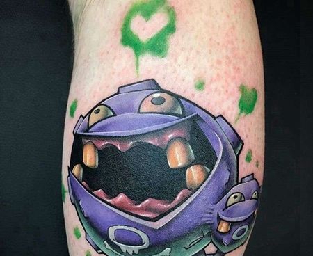 卡通小腿神奇宝贝瓦斯纹身图案