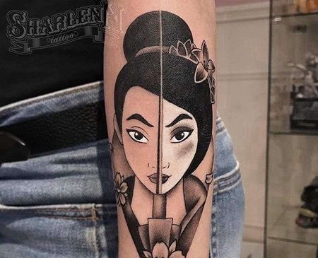 卡通小臂花木兰纹身图案