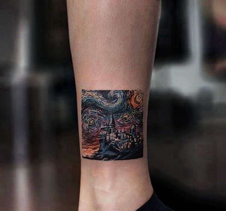 小腿星空纹身图案