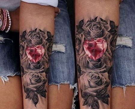 写实小臂猫宝石纹身图案