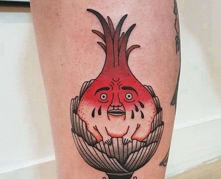 New School小腿洋葱纹身图案