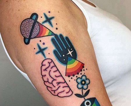 大臂大脑手纹身图案