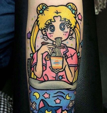 卡通小腿美少女战士水冰月纹身图案