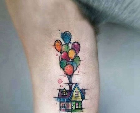 点线大臂气球纹身图案