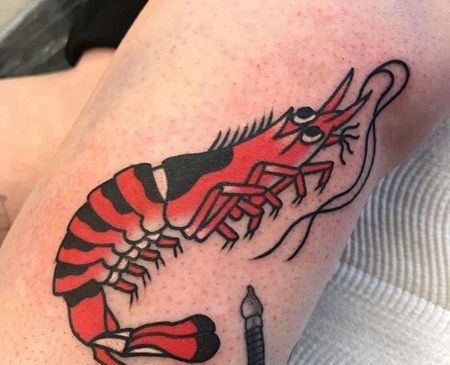 日式小腿虾纹身图案