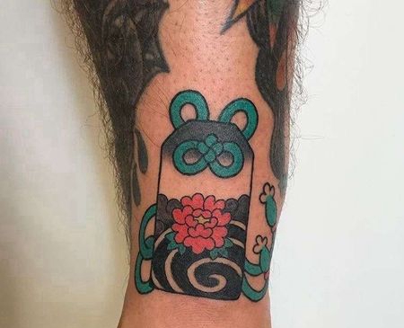 日式小腿牌子纹身图案