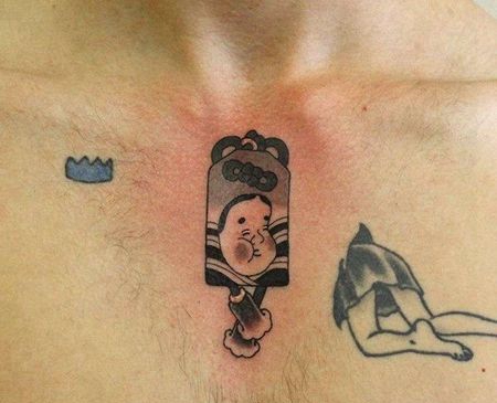 日式前胸牌子纹身图案