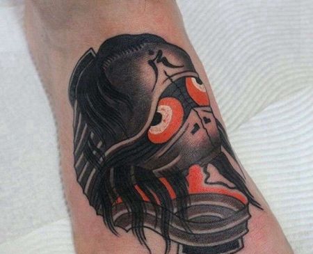 日式脚背灯笼鬼纹身图案