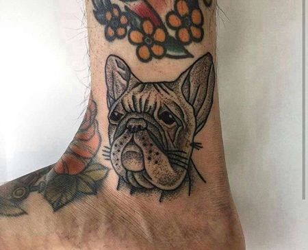 日式脚踝狗纹身图案