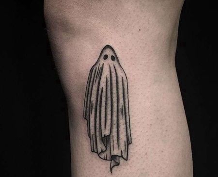 小清新小腿幽灵纹身图案