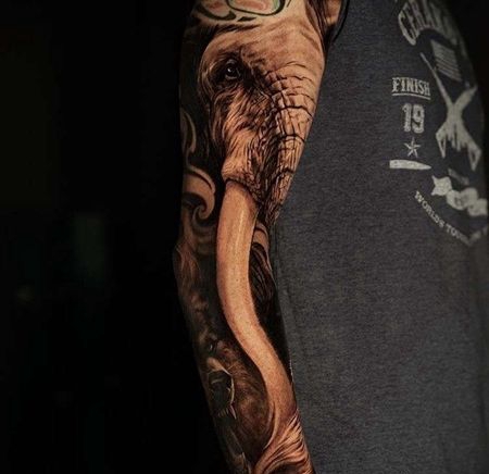 写实胳膊大象纹身图案