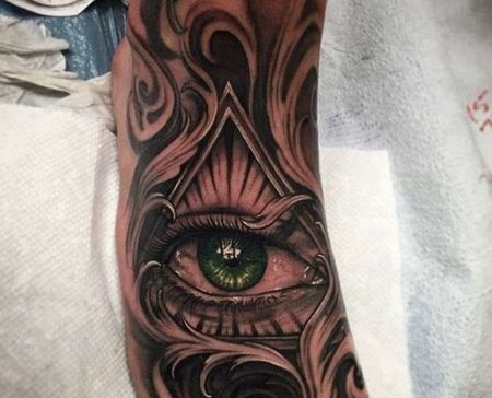 写实脚背眼睛纹身图案