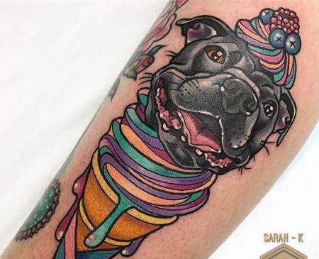 New School小臂冰淇淋狗纹身图案