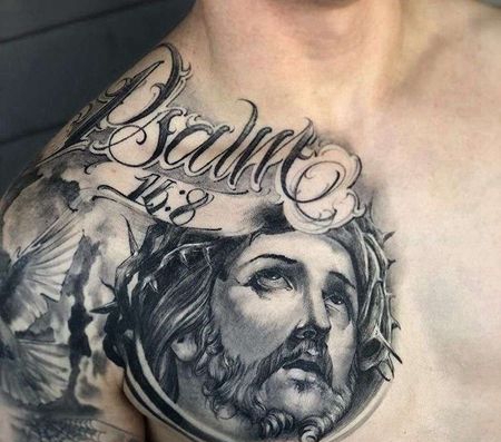 花体字脖子纹身图案