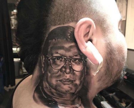 写实耳后人像纹身图案