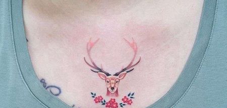 小清新锁骨鹿纹身图案