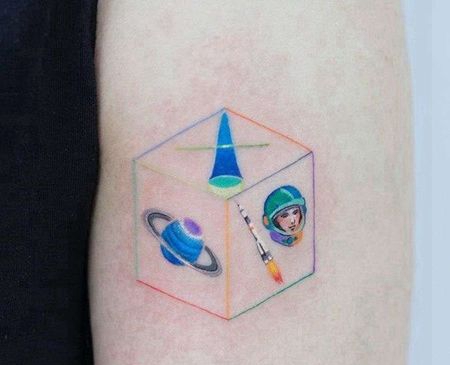 小清新小臂飞碟纹身图案