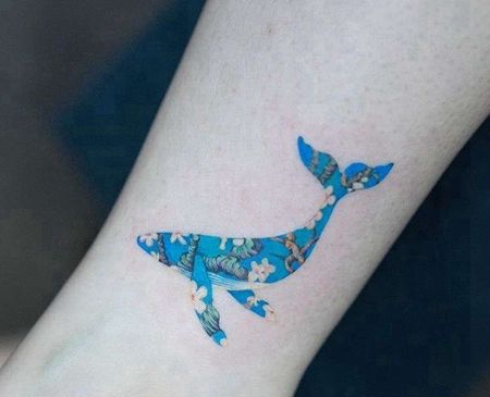 小清新小腿鲸鱼纹身图案