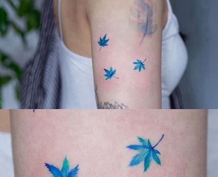 小清新大臂枫叶纹身图案