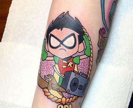 卡通大腿人像纹身图案