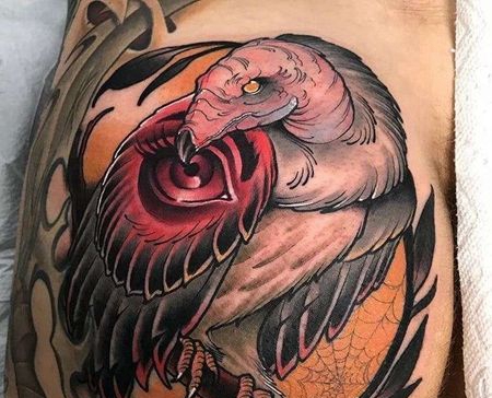 New School大腿秃鹫纹身图案