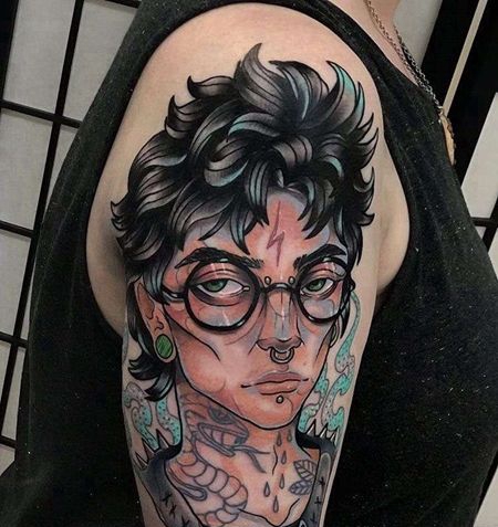 New School大臂哈利波特纹身图案